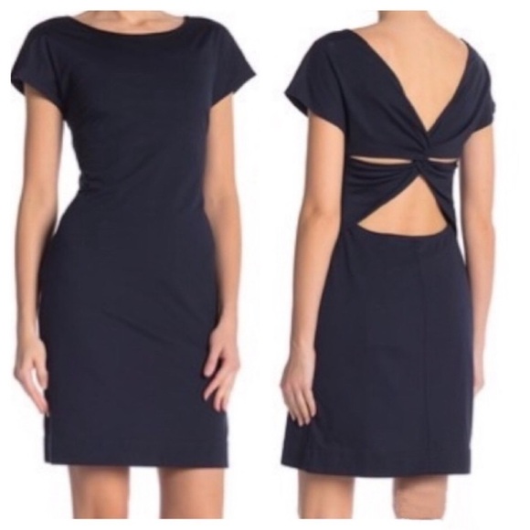 Theory Women’s Andrizza Navy Twist Back Dress - Picture 1 of 7